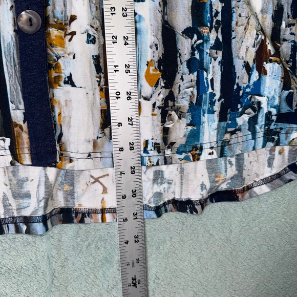 Women's Parsley & Sage Button Down Tunic Shirt XL Blue Brown Abstract Artsy - Picture 10 of 11